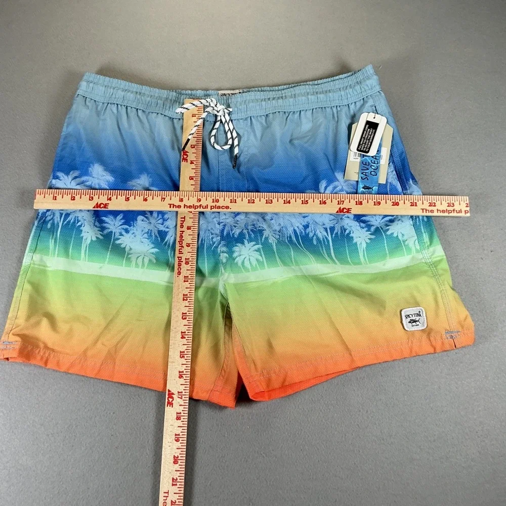 Spicy‎ Tuna Swim Trunks Mens XL Blue Palm Tree Ombre Board Shorts NWT